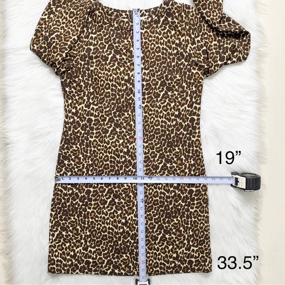 J. Crew Leopard Print Brown Cream Tan Black Long Sleeve Shift Dress - Picture 9 of 9